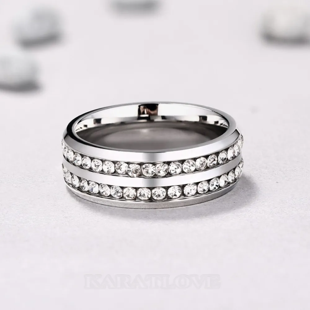 Diamond White Round Cut Titanium Steel Men's Ring Diamond White Round Cut Titanium Steel Men's Ring