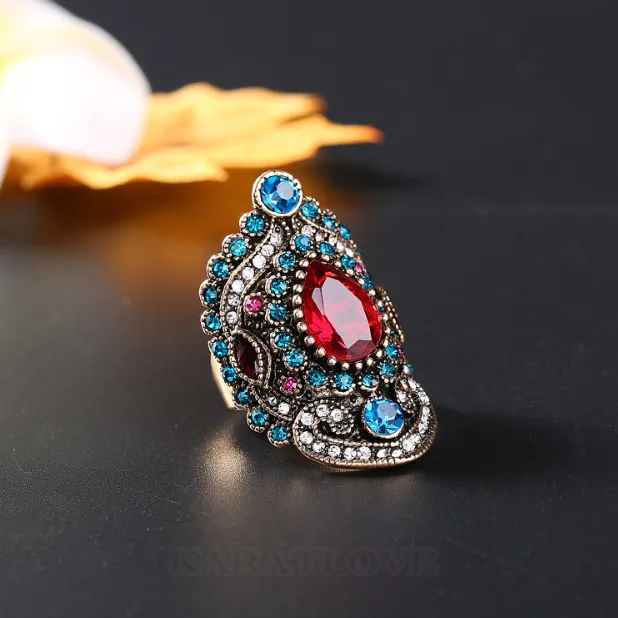 Ruby Red and Sapphire Blue Ring