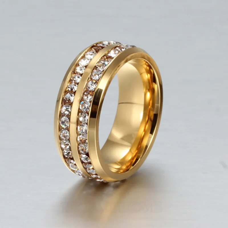 Diamond White Round Cut Yellow Gold Titanium Men's Band