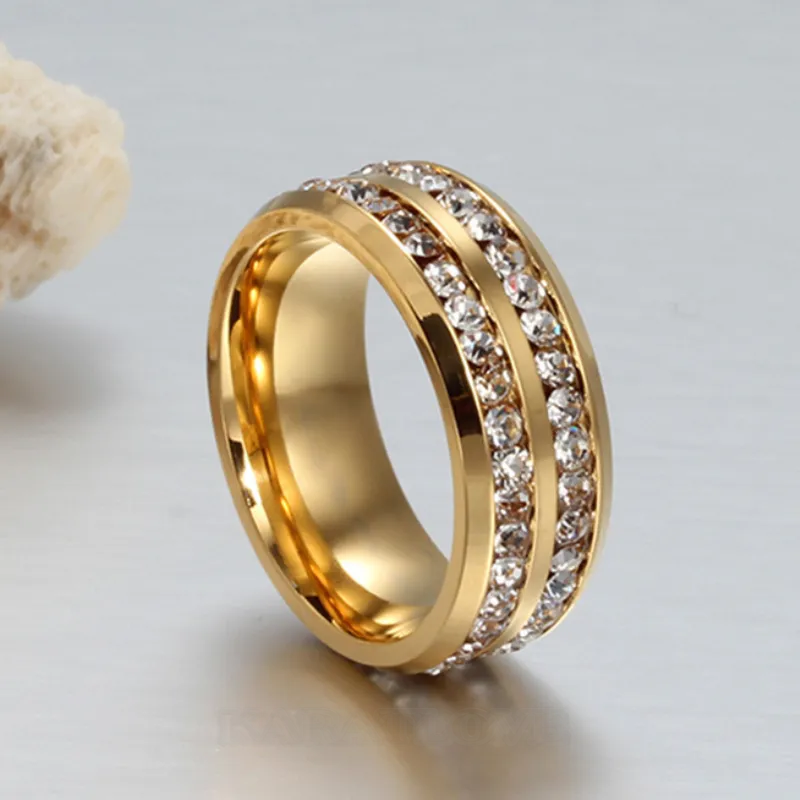 Diamond White Round Cut Yellow Gold Titanium Men's Band