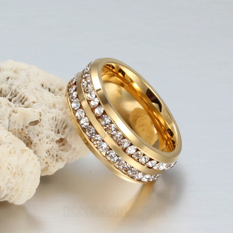 Diamond White Round Cut Yellow Gold Titanium Men's Band