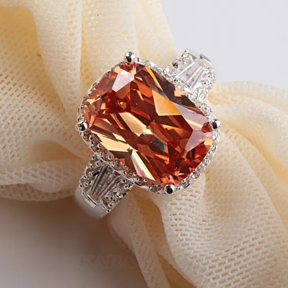 Radiant Cut Orange Engagement Ring Radiant Cut Orange Engagement Ring