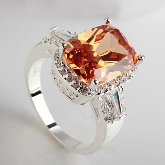 Radiant Cut Orange Engagement Ring