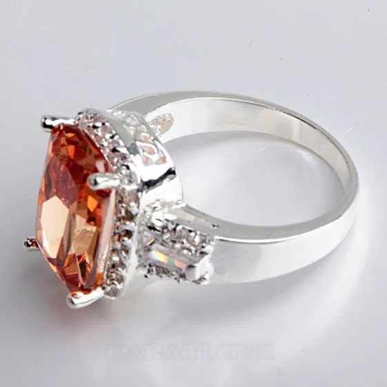 Radiant Cut Orange Engagement Ring