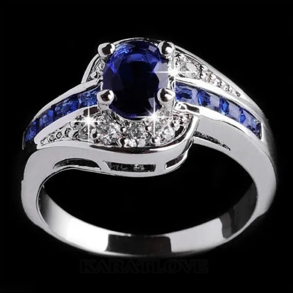 Sapphire Blue Oval Cut Engagement Ring