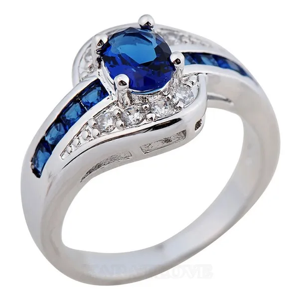 Sapphire Blue Oval Cut Engagement Ring
