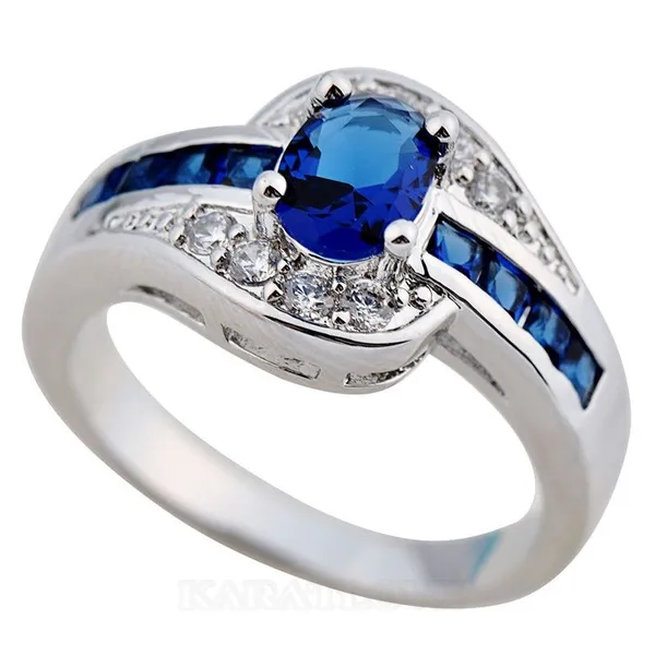 Sapphire Blue Oval Cut Engagement Ring