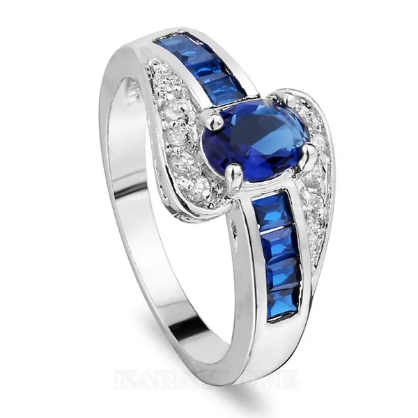 Sapphire Blue Oval Cut Engagement Ring