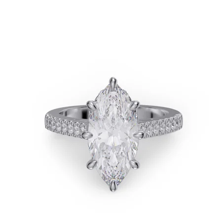 Marquise Cut Diamond White Sterling Silver Engagement Ring