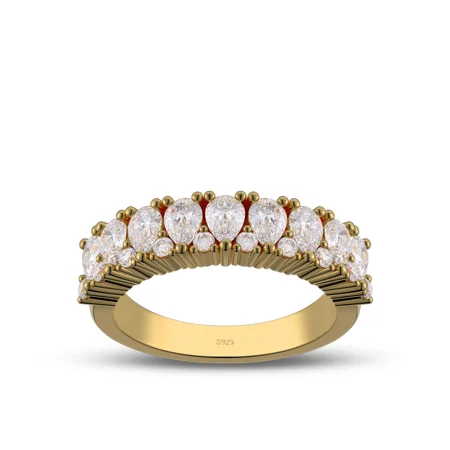 Pear Cut Diamond White Sterling Silver Yellow Gold Wedding Ring