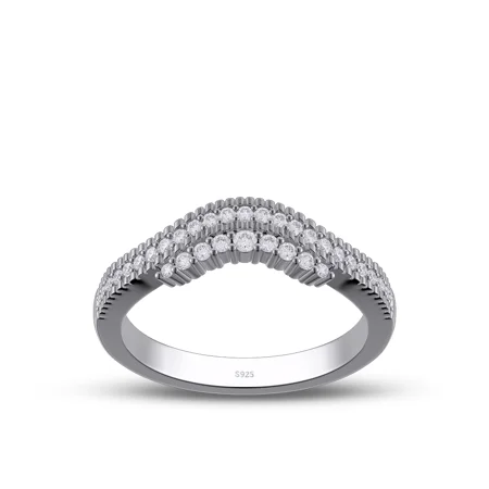 Round Cut Diamond White Sterling Silver Wedding Ring