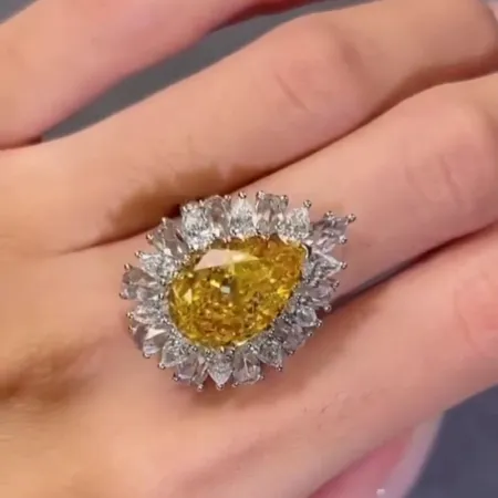 Pear Cut Citrine Yellow...