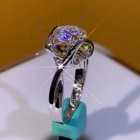Round Cut Diamond White Art Deco Engagement Ring in 925 Sterling Silver