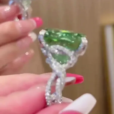 Cushion Cut Peridot Green...