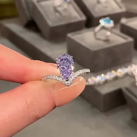 Pear Cut Amethyst Purple...