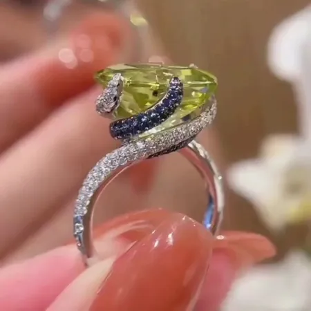 Asscher Cut Peridot Green Art Deco 925 Sterling Silver Engagement Ring