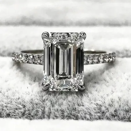 Emerald Cut Diamond White 925 Sterling Silver Classic Engagement Ring