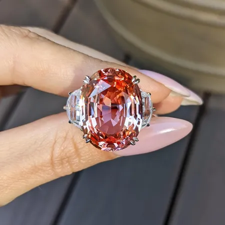 Oval Cut Fancy Pink 3-Stone 925 Sterling Silver Engagement Ring