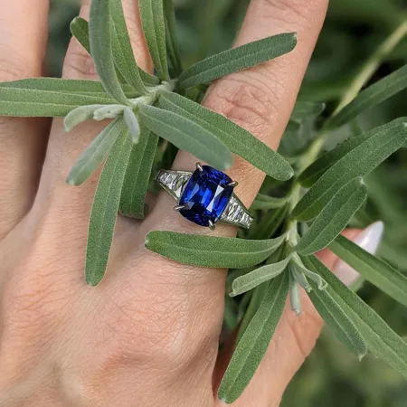 Radiant Cut Sapphire Blue...