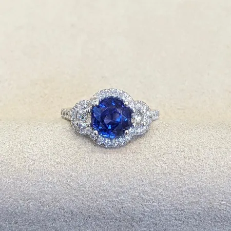 Round Cut Sapphire Blue...