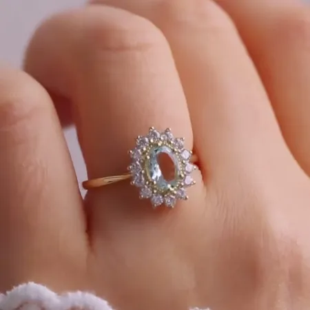 Oval Cut Aquamarine Blue...