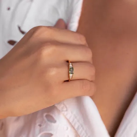 Radiant Cut Peridot Green...