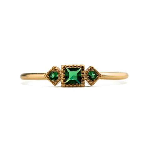 Princess Cut Emerald Green...