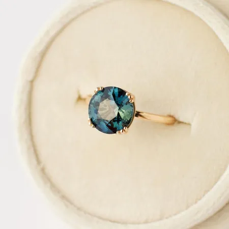 Round Cut Sapphire Blue 925...