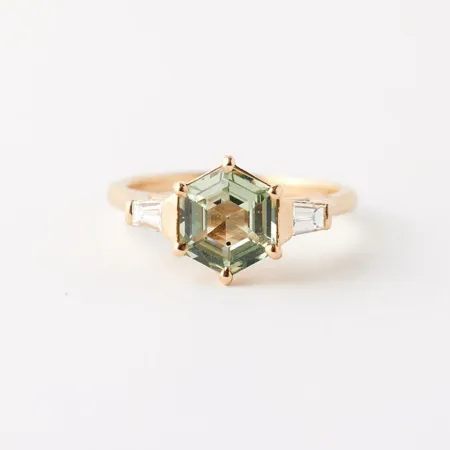 Hexagon Cut Peridot Green...