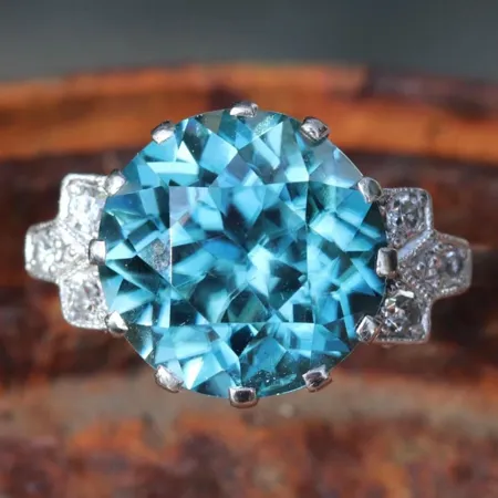 Round Cut Aquamarine Blue...