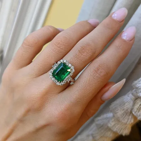 Emerald Cut Emerald Green...