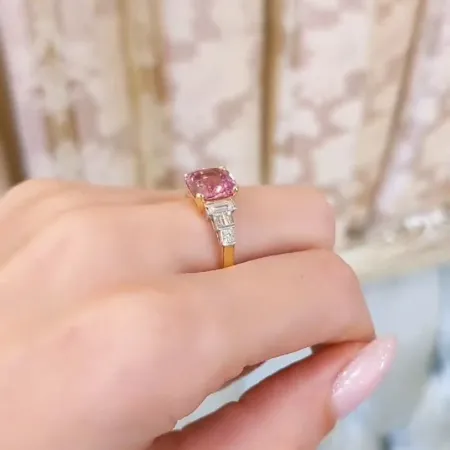 Princess Cut Fancy Pink 925...