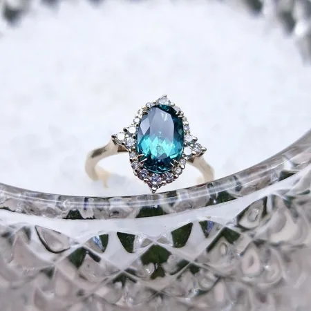 Oval Cut Aquamarine Sterling Silver Yellow Gold Engagement Ring