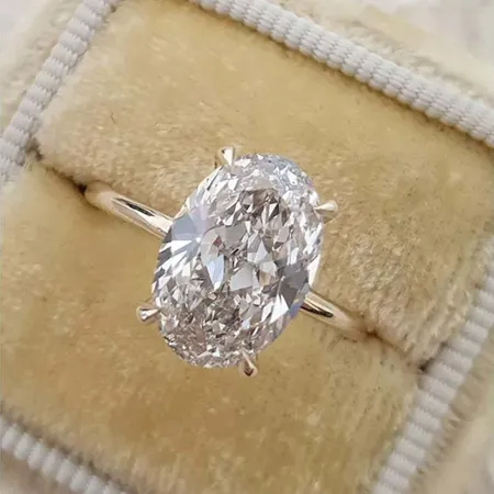 Oval Cut Diamond White Sterling Silver Engagement Ring