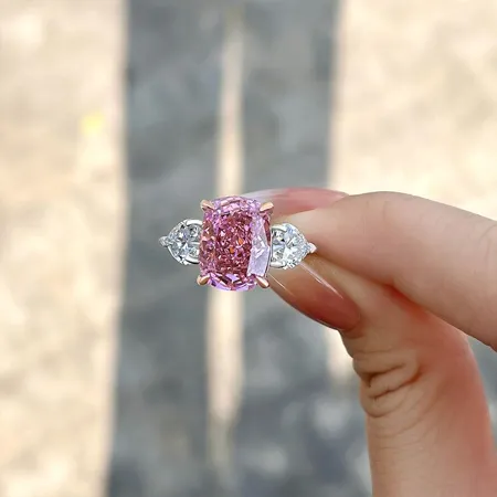 Cushion Cut Fancy Pink...
