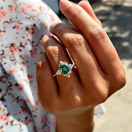 Oval Cut Emerald Green...