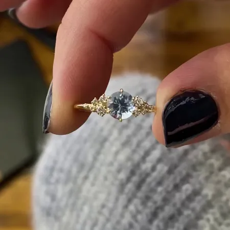 Round Cut Aquamarine Blue...