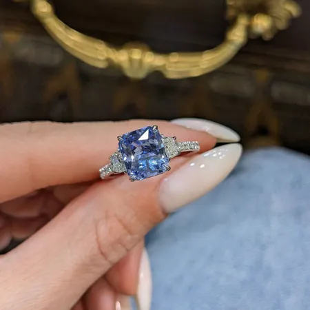 Radiant Cut Sapphire Blue...