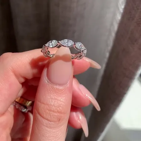 Marquise Cut Diamond White Sterling Silver Engagement Ring