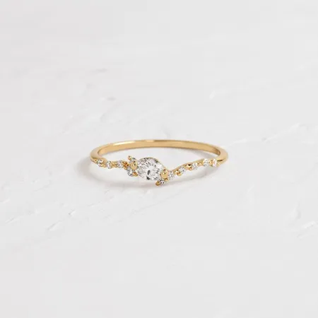 Marquise Cut Diamond White Sterling Silver Yellow Gold Engagement Ring