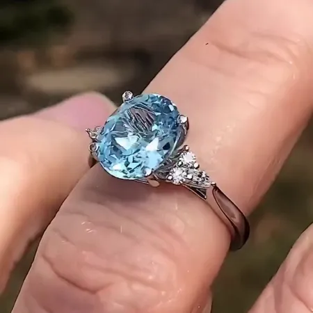 Oval Cut Aquamarine Blue...