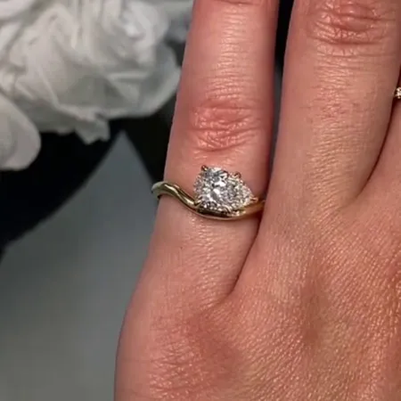 Pear Cut Diamond White 925 Sterling Silver Yellow Gold Solitaire Engagement Ring