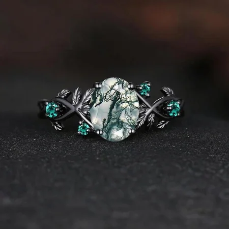 Oval Cut Green Moss Agate...