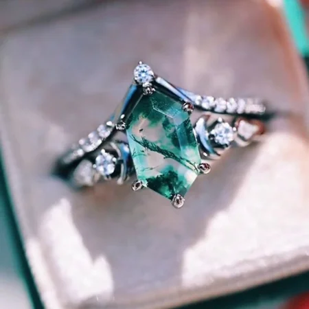 Hexagonal Cut Green Moss...