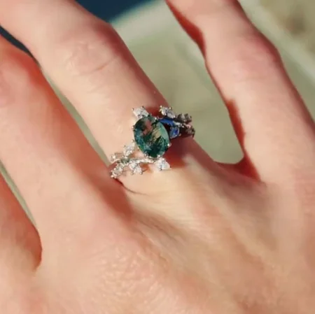 Oval Cut Green Moss Agate...