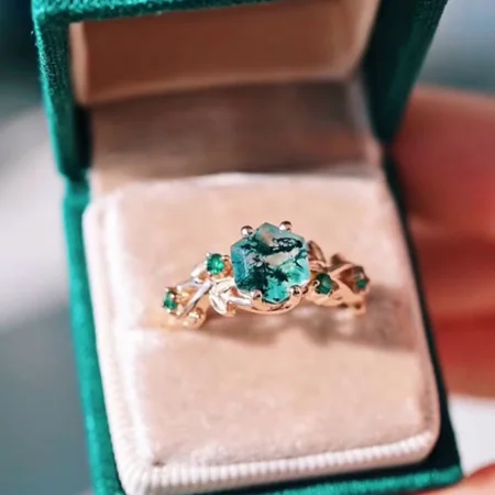 Hexagonal Cut Moss Agate...