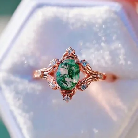 Oval Cut Green Moss Agate...