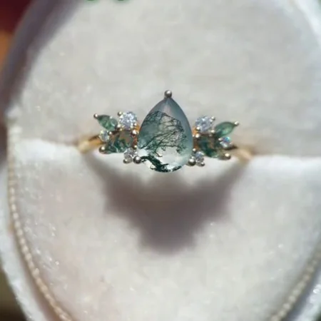 Pear Cut Green Moss Agate...