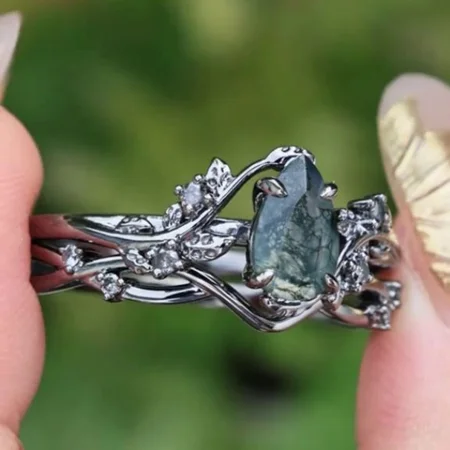 Pear Cut Green Moss Agate...