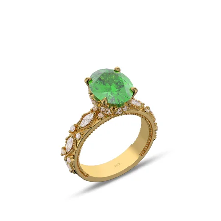 Oval Cut Emerald Green...